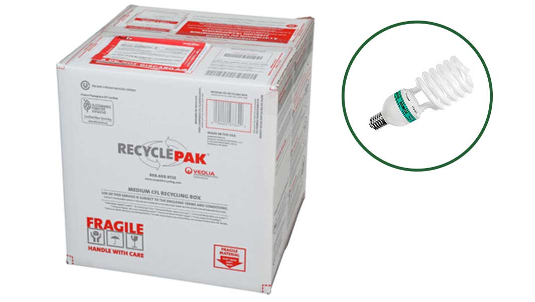 Compact Fluorescent Lamp - CFL - Recycling Box MEDIUM (holds 150 small spiral, 525 2-pin, 265 4-pin CFL bulbs) image 0