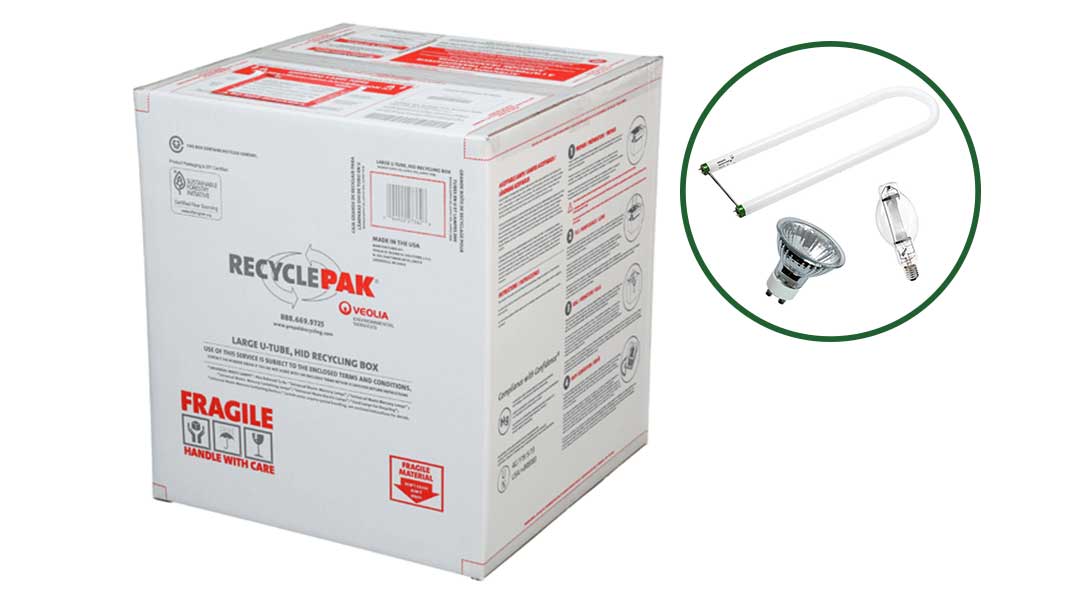 Large U-Tube (U-Bend) HID / metal halide Lamp Bulb Recycling Box (Holds 46 T12 or 81 T8 U-Bend or 60 400watt HID) image 0