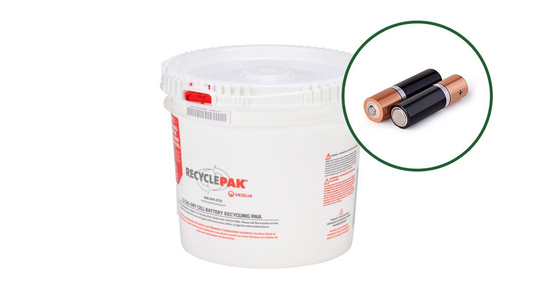 3.5 Gallon Dry Cell Battery Recycling Pail (Holds up to 50lbs of Batteries including AAA, AA, C, D and more) image 0