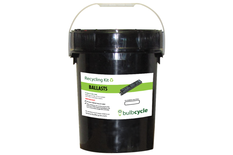 BulbCycle ballast recycling kit 5 gallon label